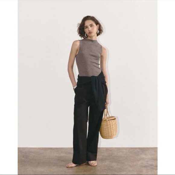 Everlane The Easy Pant In Blackpull-on Mid-rise straight leg NWT Size S Small